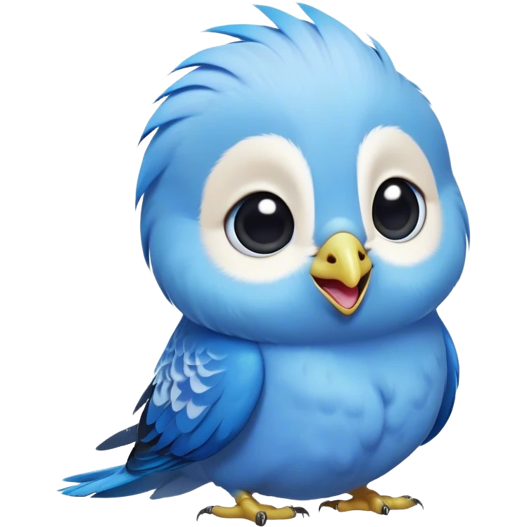 Cinematic Comical Blue Budgie Portrait Emoji, Head tilted dramatically with an exaggeratedly amused expression, featuring a striking blue feathered fur with a glossy finish, wide, expressive dark eyes filled with playful disbelief, Simplified yet hilariously expressive features, highly detailed, glowing with a slightly sassy glow, high shine, dramatic yet playful, stylized with an air of cheeky mischief, bright and endearing, soft glowing outline, capturing the essence of a spirited and over-the-top budgie, so meme-worthy it feels like it could side-eye its way into internet fame instantly! emoji