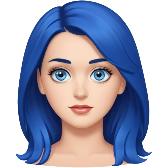 Katy Perry with blue eyes, dark blue long hair emoji