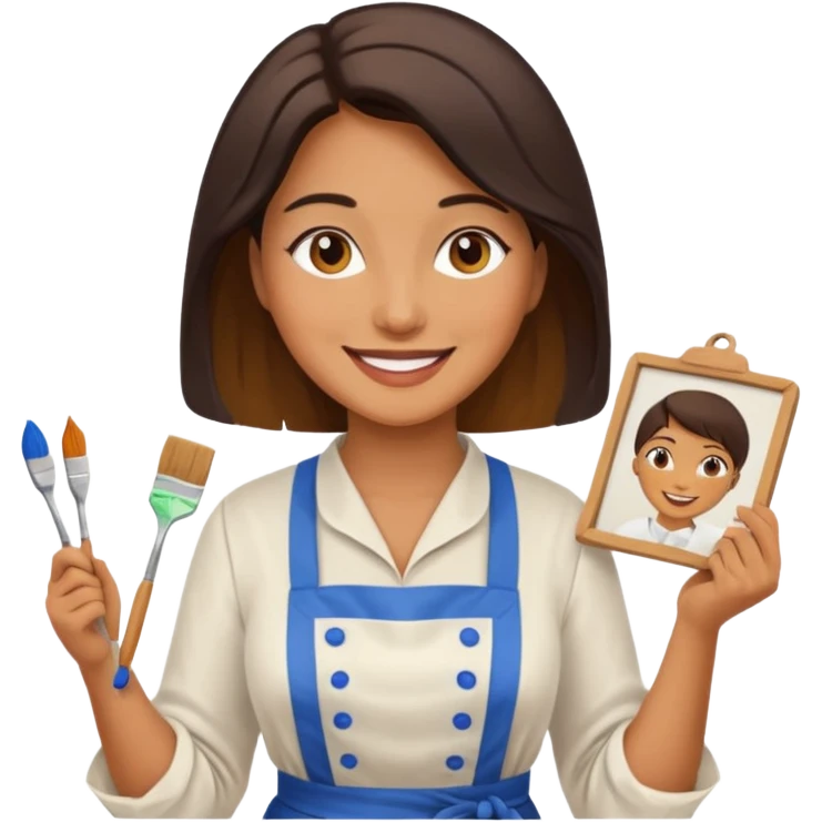 Hold. Women painting smilling tablier emoji