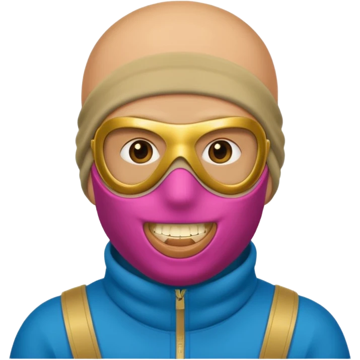 A bald guy wearing a ski mask with gold teeth emoji
