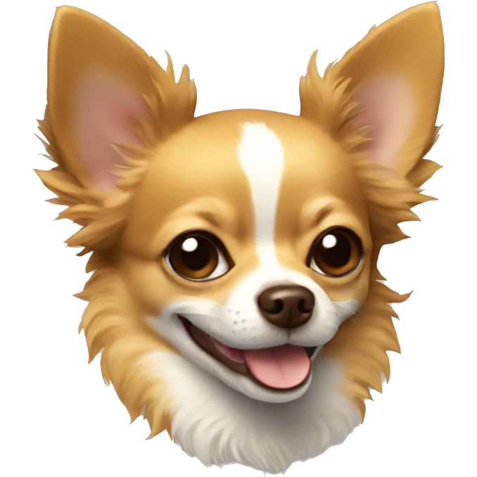 Gold-brown, fuzzy Chihuahua smiling emoji