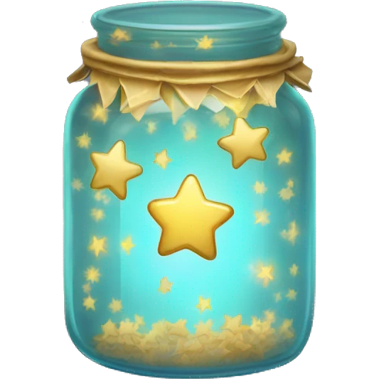 glowing glass jar filled with tiny golden stars emoji