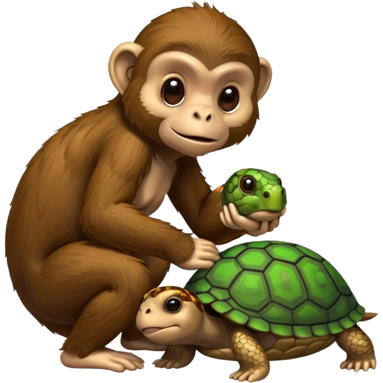 Monkey with turtle emoji
