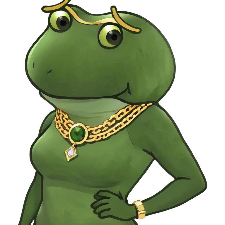 gold based swag rizz frog lady emoji