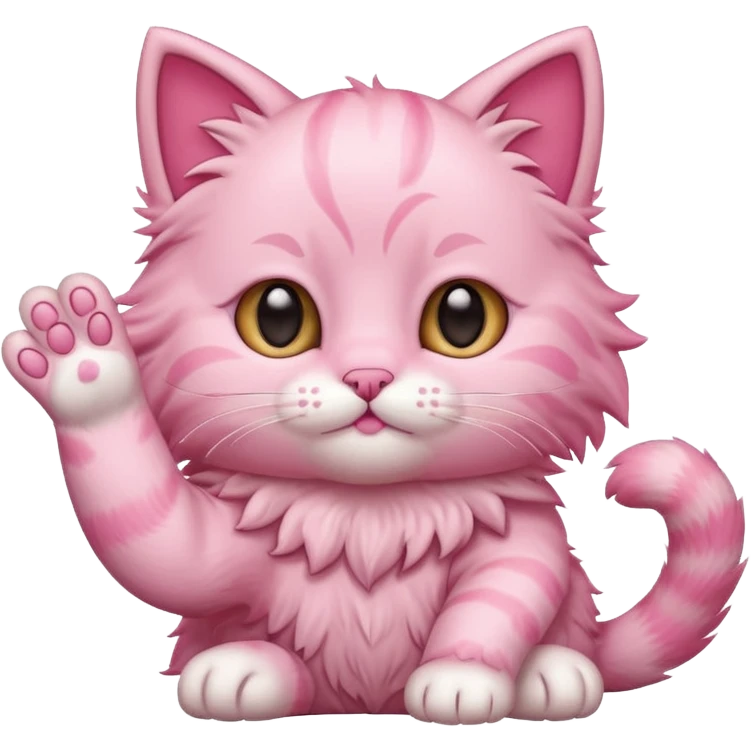 Cute pink kitty holding up its paws emoji