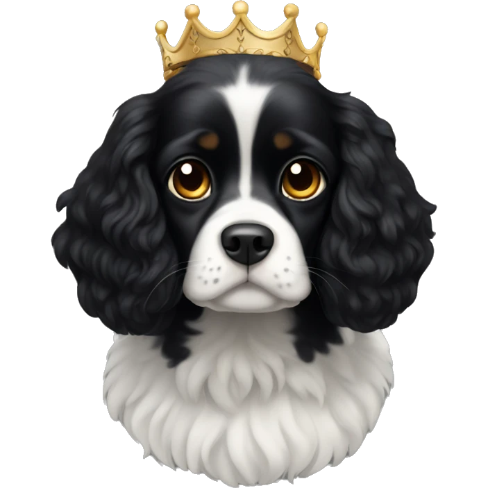 Small completely black king spaniel with black fur on his whole face and white fur on chest emoji