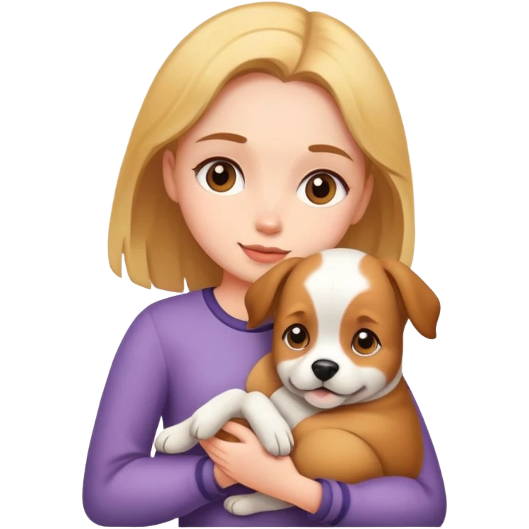 Girl holding a dog emoji