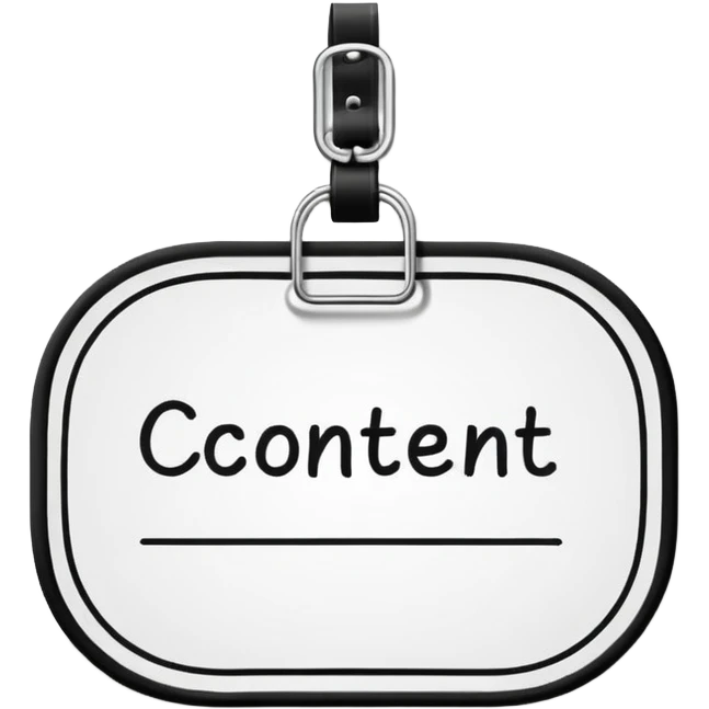 hand-drawn outlined name tag with the text 'CONTENT' emoji