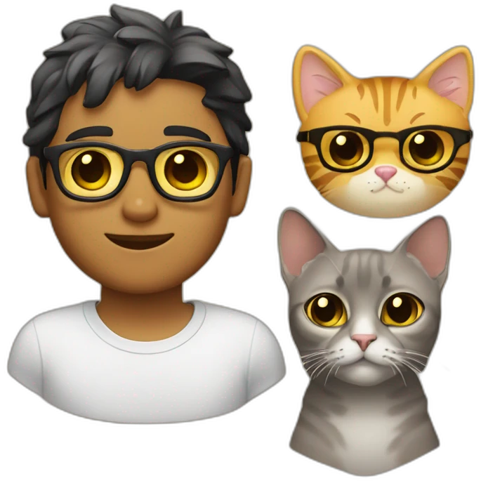 joven con gafas y gato emoji