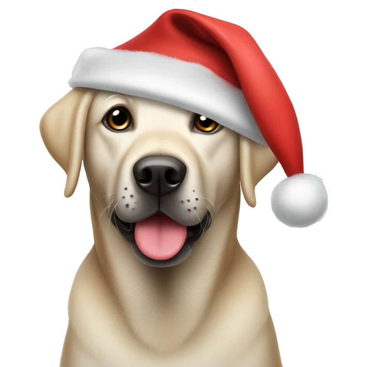 Black Labrador wearing a Santa hat emoji