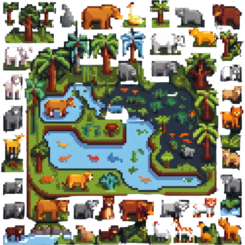 zoo map with animal habitats emoji