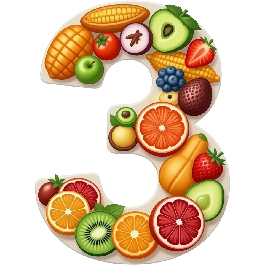 number 3 made of food emoji