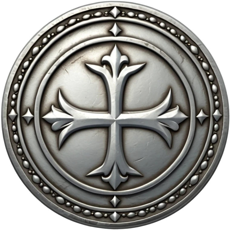 ancient medieval silver coin with worn edges and royal symbol emoji