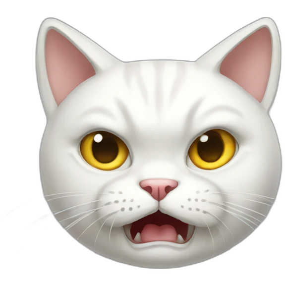 Fullbody White cat angry emoji