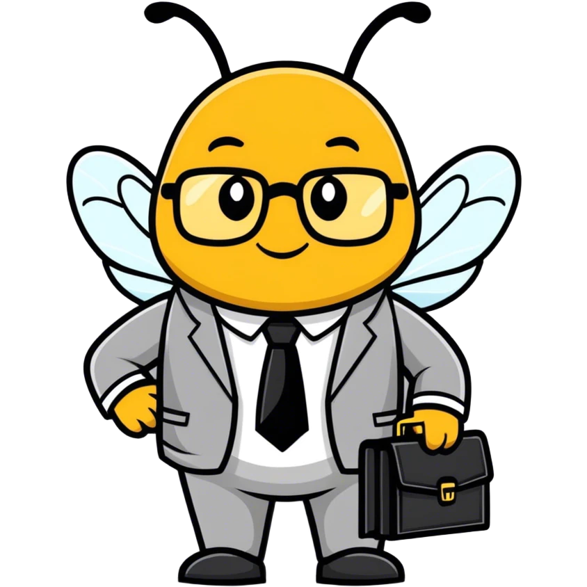 a bee in an office suit emoji