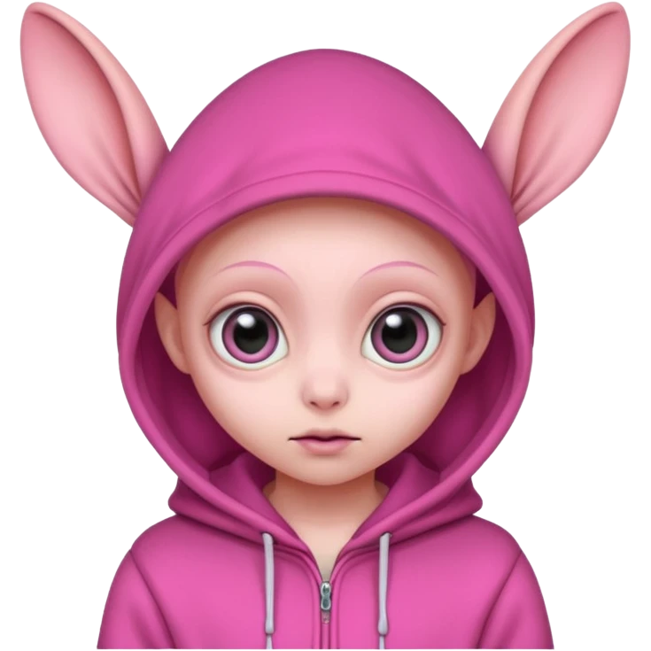 Aliens Pink, hoodie, cute big eyes, big ears emoji