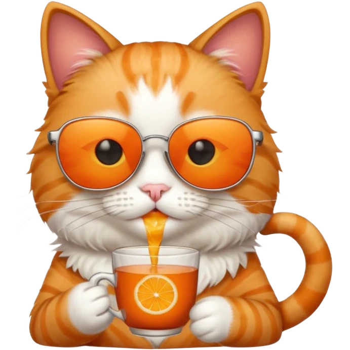 Cat with sunglasses sipping tea emoji