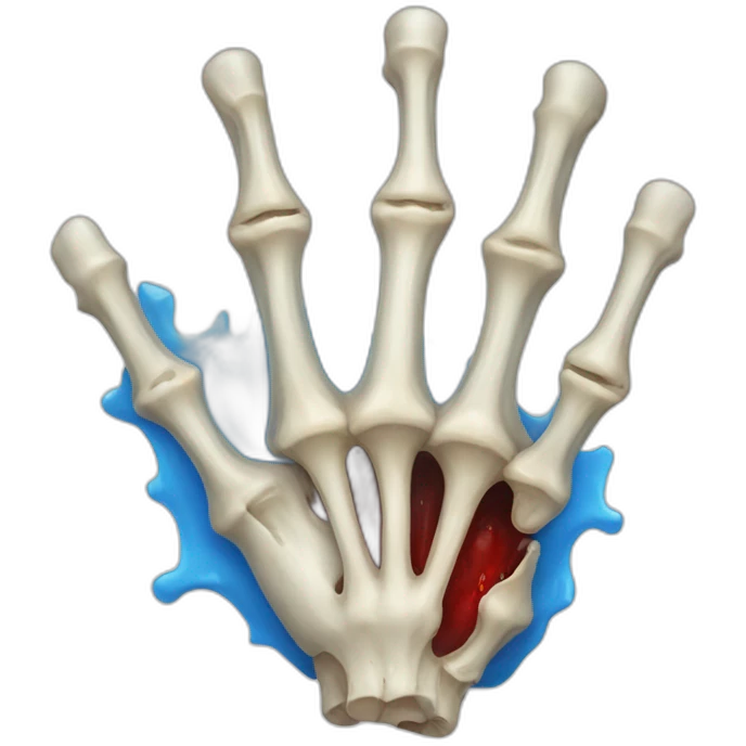 Bone hand with blue blood emoji