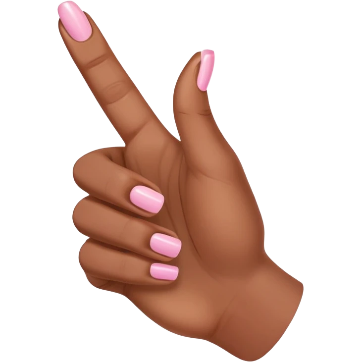 Medium brown skin hand showing thumbs up with light pink painted fingernail polish  emoji