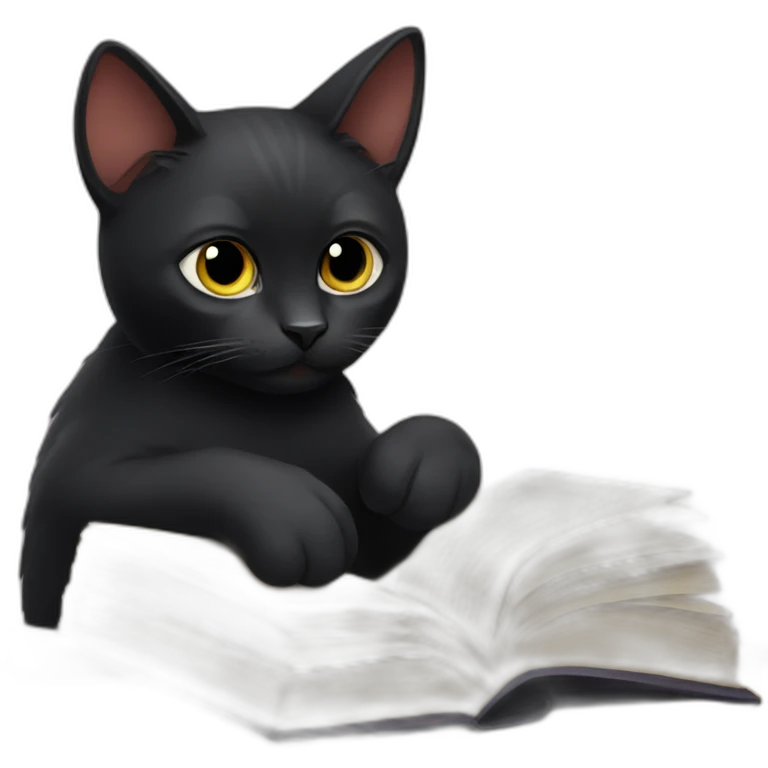 Black cat read book emoji