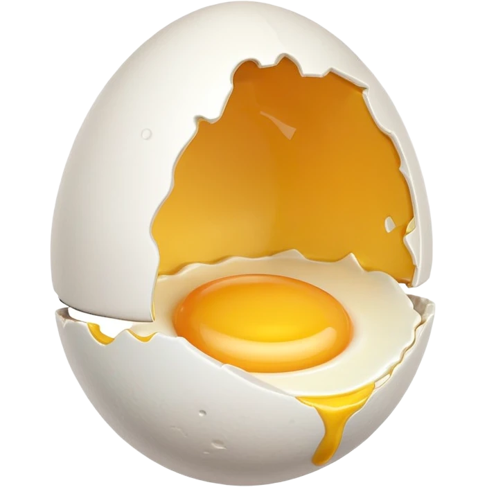 egg object icon, cracked egg with yolk, 3D cartoon, mobile game icon style, clean background, no text, no watermark
 emoji