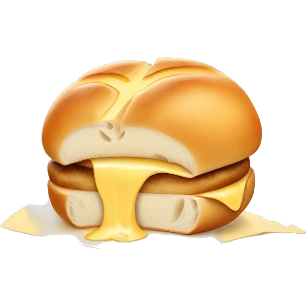 Sourdough bun with a slice of cheese  emoji