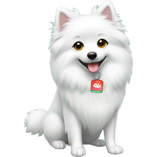 japanese spitz with name tag minty emoji