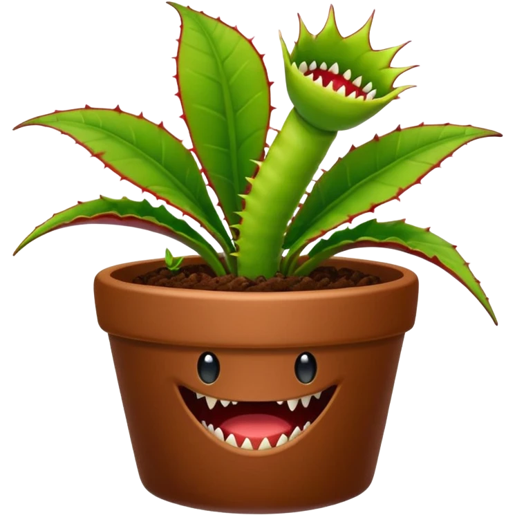 Venus Flytrap Plant in a brown cute pot emoji