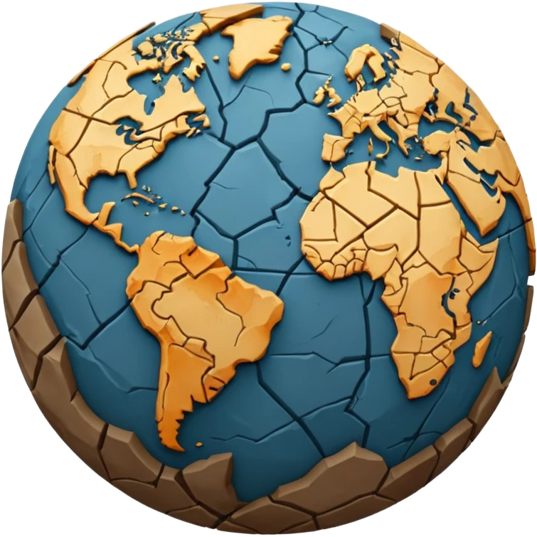 cracked earth representing tectonic plates, simple, earth tones emoji emoji
