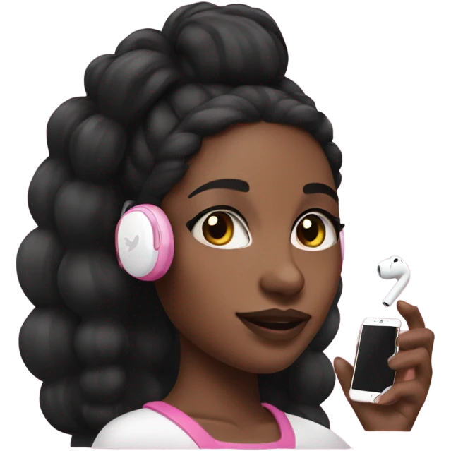 Pink black girl with air pods and iPhone emoji