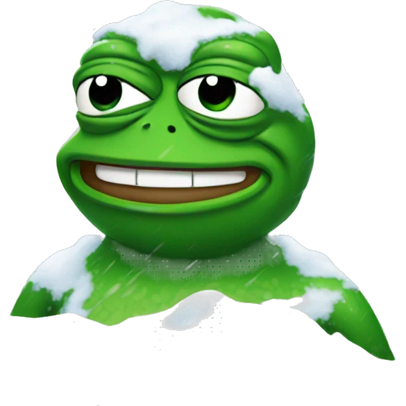 pepe the frog covered in snow emoji