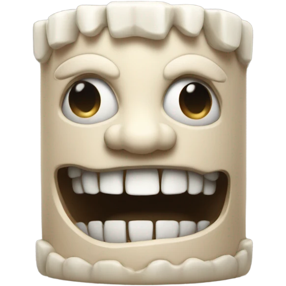 A pillar with human teeth  around the top and bottom no face emoji