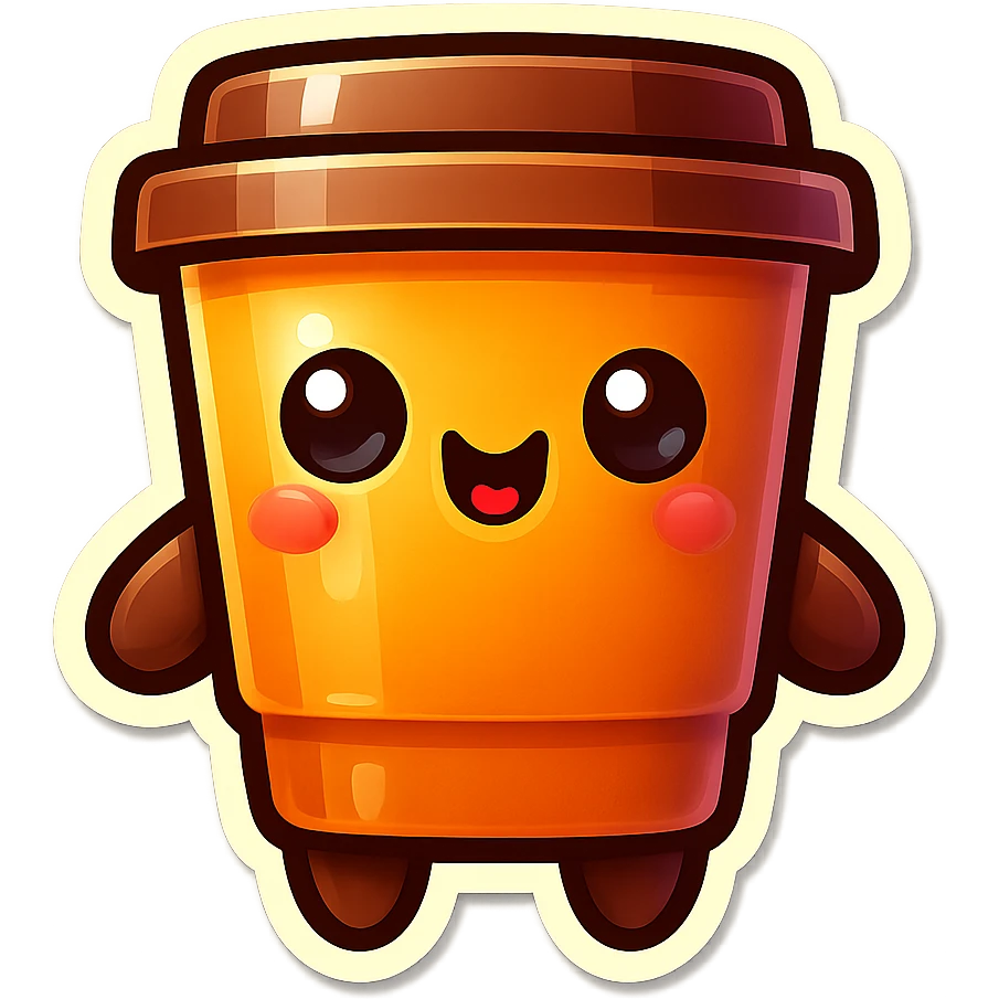 Tall coffee cup, play dead emoji
