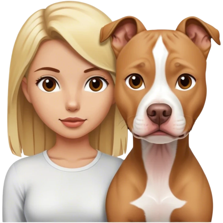  White and brown Pitbull with a blonde girl emoji