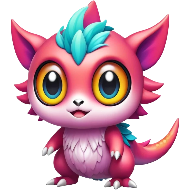 Colorful vibrant chibi Fakémon-creature emoji
