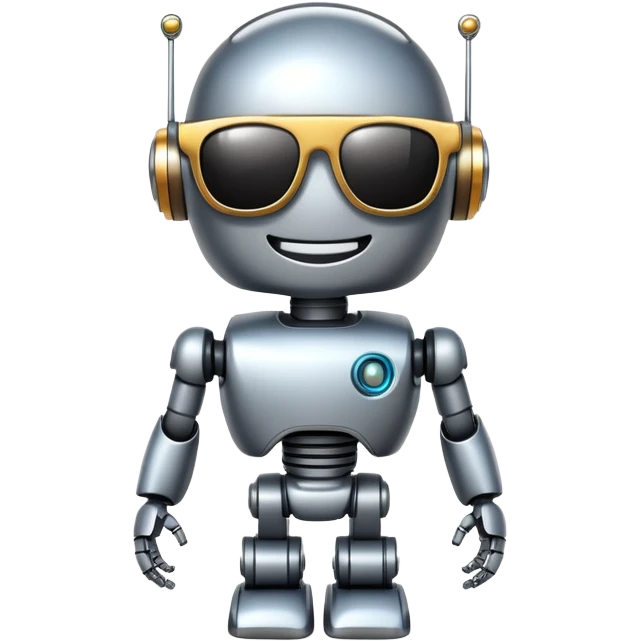 a smiling robot emoji with sunglasses emoji