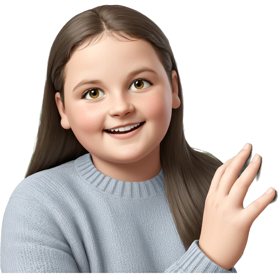 smiling girl in cozy sweater emoji