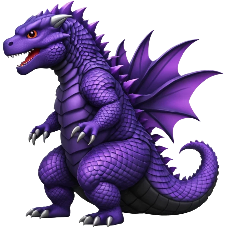 Godzilla black purple skales emoji