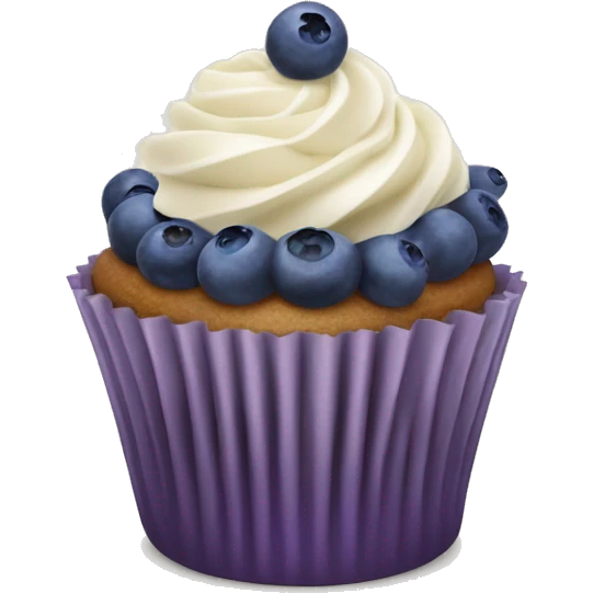Cupcake with blueberries and vanilla frosting  emoji