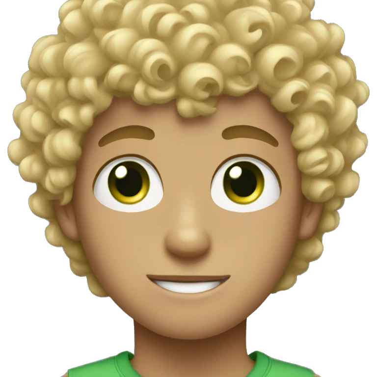 curly haired blonde boy with green eyes emoji