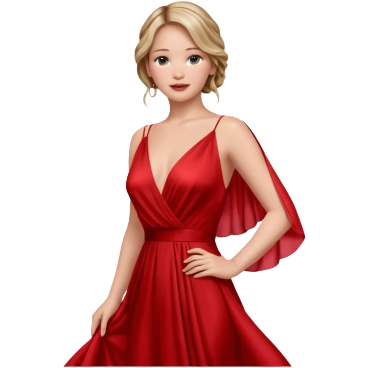 Jennifer Lawrence, in a red dress emoji