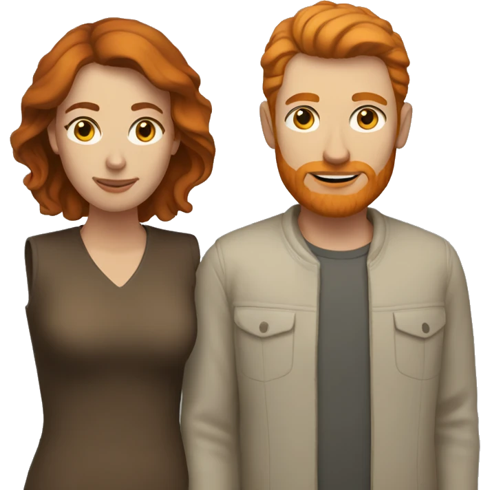 Brunette woman with a ginger man  emoji