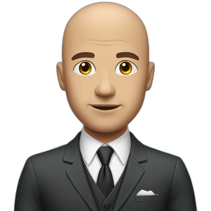 Bald muscular man in suit straight face emoji