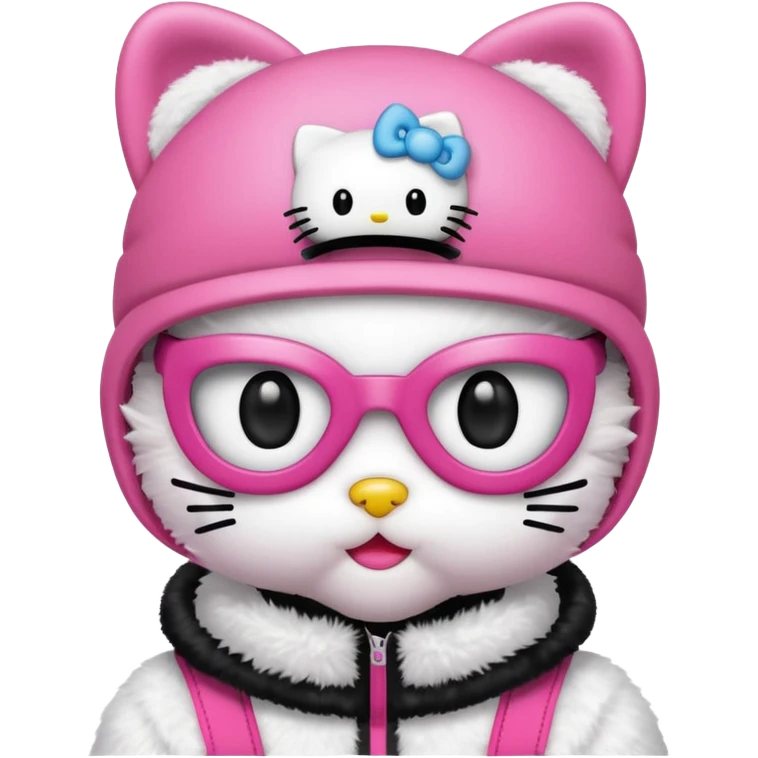 Hello kitty in a pink ski mask emoji