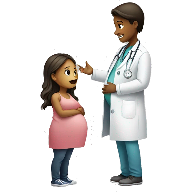 pregnant girl talking to a doctor emoji