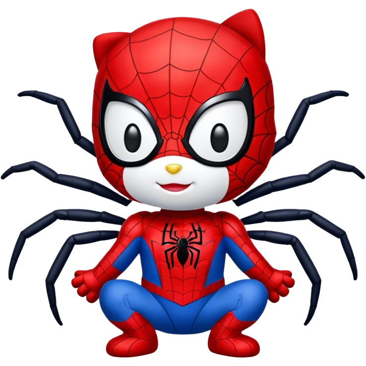 hello kitty wearing a spider-man suit emoji