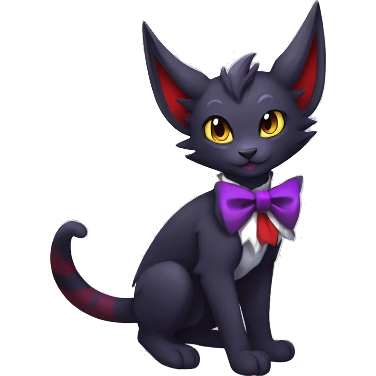 cool cartoon anthro evil distinguished ethereal elegant beautiful fantasy black purple red ethereal fantasy nargacuga-Noivern-cat-Fakemon collar harness bow tie and bracers full body emoji