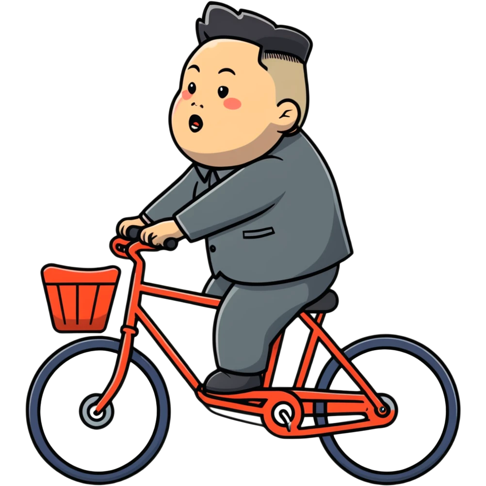 Kim Jong Un riding a bicycle from side view emoji
