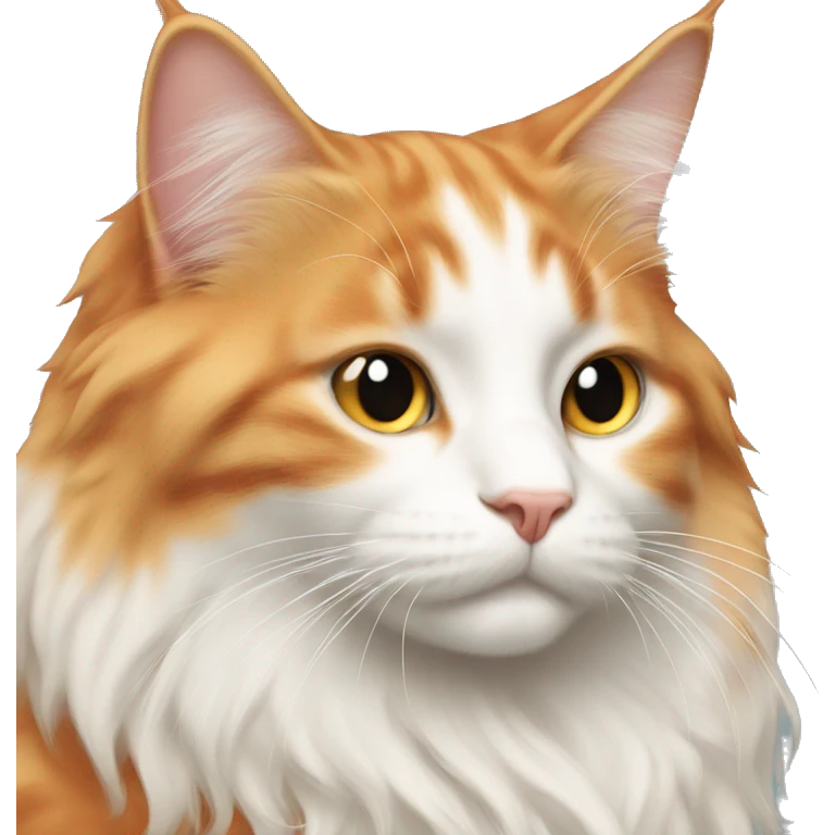 Long haired orange and white cat cuddling emoji