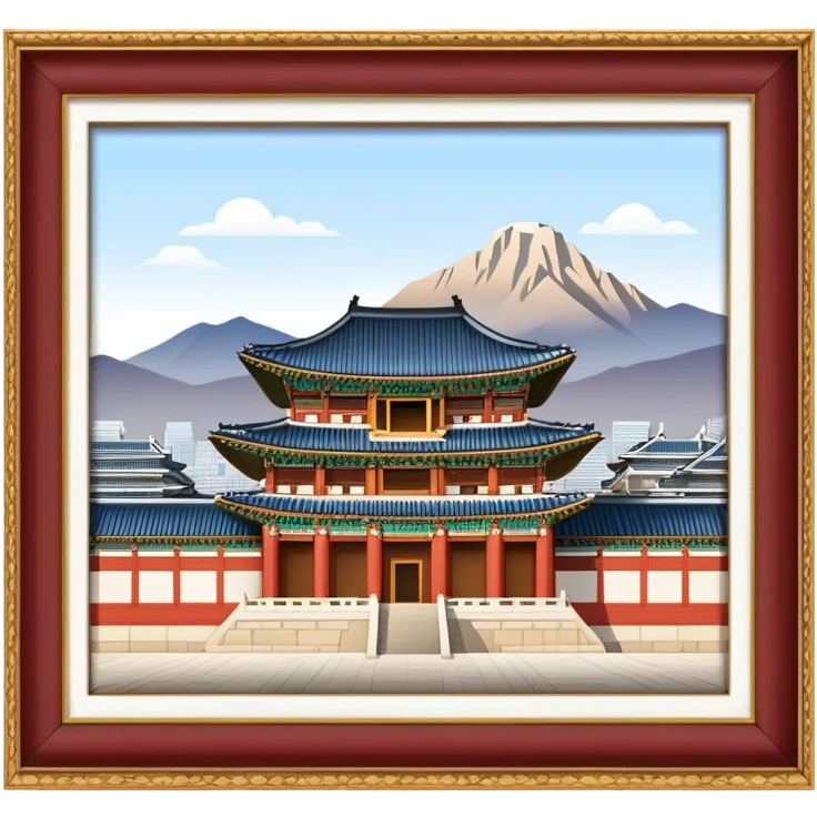 Cinematic Realistic Gyeongbokgung Palace Landmark Emoji, depicted with regal historic architecture rendered with intricate detail and majestic, dynamic lighting. emoji